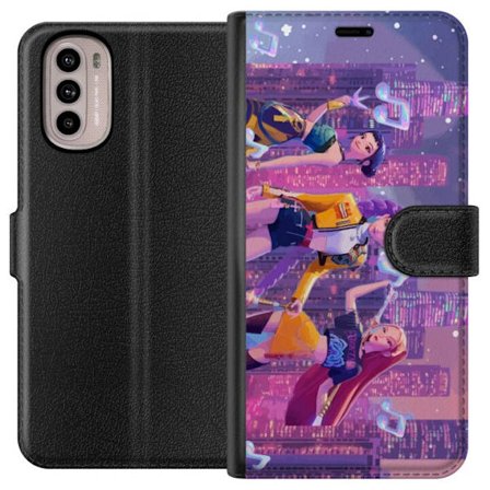 Kompatibel Tegnebogsetui til Motorola Motorola Moto G41 Futuristisk K-Pop Demon Hunters pigegruppe illustration med neonbyens popkultur æstetik og kr