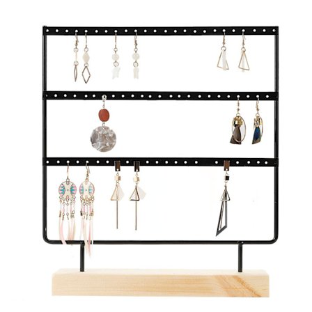 Smykkestativ, Ørepyntstativ, Ørepyntorganisator, Smykkeorganisator, Smykkeoppbevaring med solid metall (svart)
