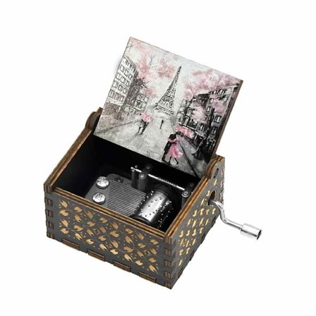 Musikkboks i tre med vintage-design, hånddrevet spilledåse som spiller melodien "Can 't Help Falling in Love", romantisk musikalsk gave til årsdag 