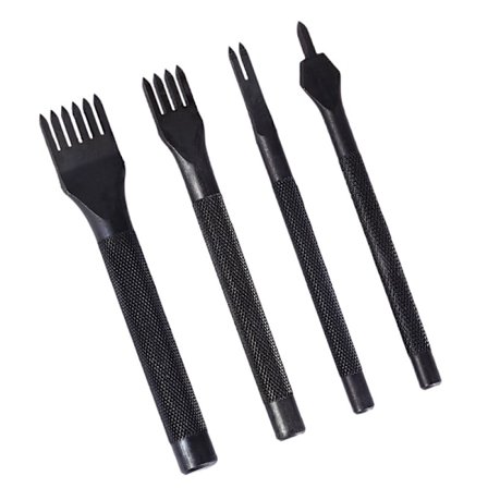 4 st Klor Läderhantverk Verktyg Stift Hål Punch Set Diamant Snörning Sömnad Mejsel för DIY Hantverk Konst Läder Sömnad(5mm)