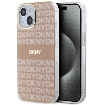 DKNY IML Mono & Stripe MagSafe-etui for iPhone 15 Plus / 14 Plus - Rosa