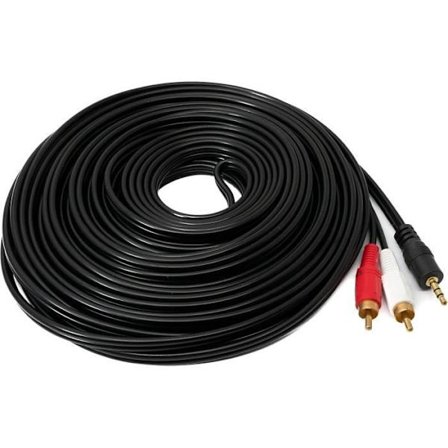 RCA-kabel 2 RCA 15 m hon till AUX-jack 3,5 mm hane stereo AV i svart - System-S