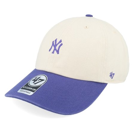 47 Brand - MLB Beige unconstructed Caps - New York Yankees Base Runner Tt Clean Up Natural/Blue Dad Cap @ Hatstore