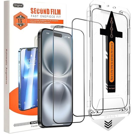 2-Pack Skærmbeskyttelse kompatibel med iPhone 16 – Ramme