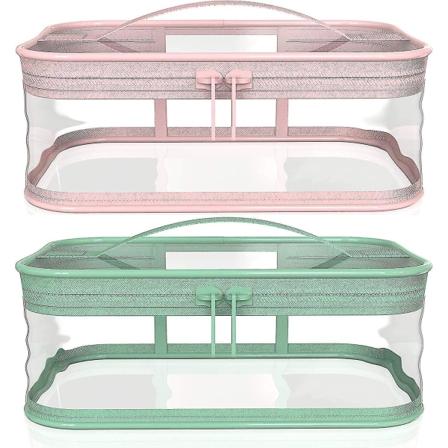 2 st Transparent sminkväska Dragkedja Vattentät bärbar reseförvaringspåse A