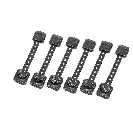 Børnesikre Sikkerhedslåse [sort], 6 Pak Babysikre Skabslåse