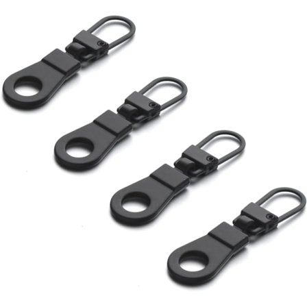 4 stk. Sorte Lynlåsvedhæng Udskiftning til Lynlåse med Små Huller, Aftagelig Lynlåsflap Reparation til Tøj Jakker Støvler Taske