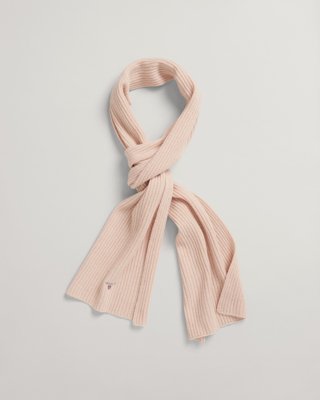 GANT - Ribbestrikket skjerf i ull, unisex til herre silver peony