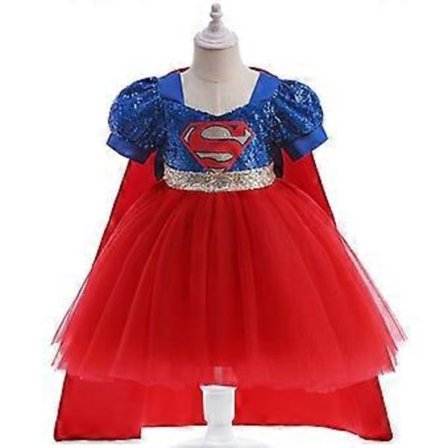 Superman Mekko Cosplay Puku Juhlat Hieno Puku Tytöille Naisille (120cm)