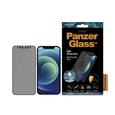PanzerGlass E2E Super+ antibakterielt herdet glass til iPhone 12 mini - svart ramme