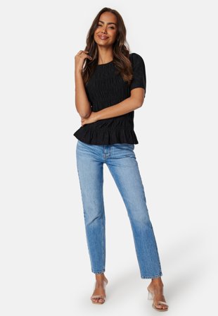 Happy Holly Wilima Short Sleeve Top Black Klær