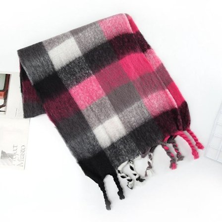 Halstørklæde kvinder vinter fortykkelse varm tyk kvast hundrede med 2023 nyt halstørklæde mænd efterår og vinter plaid halstørklæde (rød plaid)