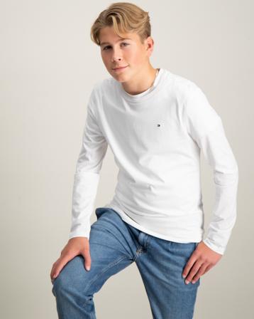 Tommy Hilfiger BOYS BASIC CN KNIT L/S Vit T-shirts Kille - Kids Brand Store