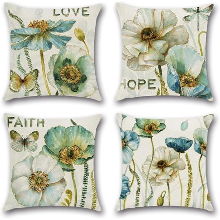 Betræk 45 x 45 cm, 4-pak bomulds- og linnedpudebetræk Pudebetræk Pudebetræk til udendørs havesofa Seng Sofapuder