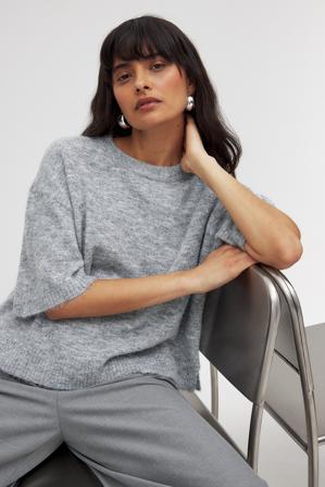 NA-KD Pull en maille à manches courtes - Pulls - Gris - Small