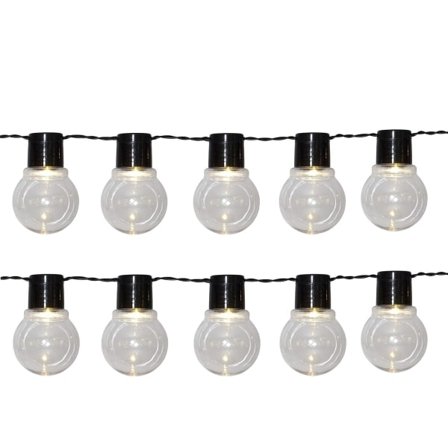 Utendørs camping atmosfære lampe stor ball lampe streng batteri ring med 10 lys 180cm svart Svart