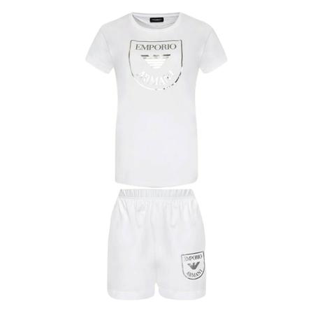 Emporio Armani, Pajama consisting of shirt and shorts Biały, Kobieta, Rozmiar: L