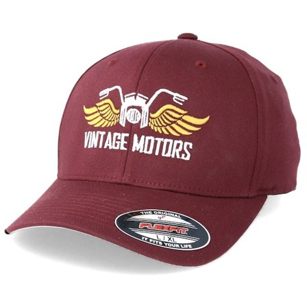 Born To Ride - Vintage Motors Maroon Flexfit Flexfit Red Cap - @ Hatstore