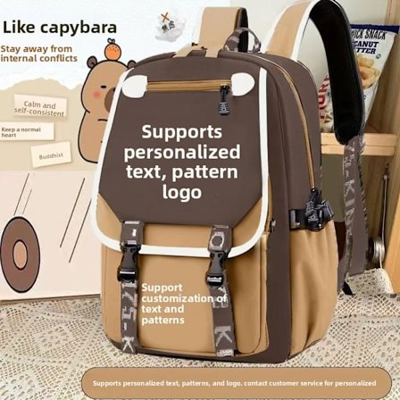 Kapibala rygsæk til drenge og piger, letvægts tegneserie capybara, stor kapacitet rygbeskyttelses rygsæk til børn