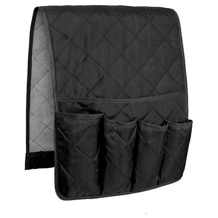 Soffa fåtölj armstödsorganisatör halkfri caddy-väska för soffa fåtölj förvaringsväska för telefon böcker tidningar TV-fjärrkontroll svart