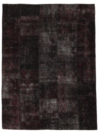 Patchwork Teppich 200X265 Schwarz Wolle, Persien/Iran