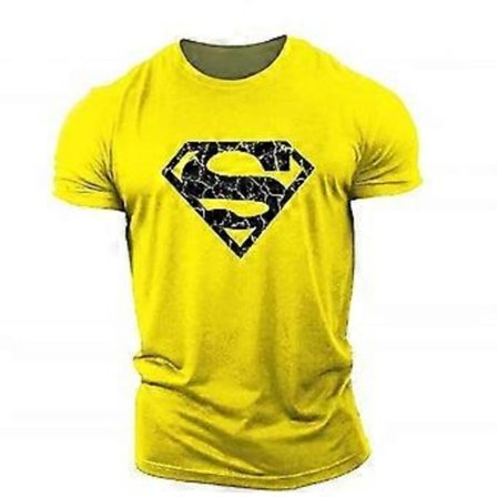 Superman Vascular Gym Trening Topp Kort Ermet T-Skjorte (XXL Gul)