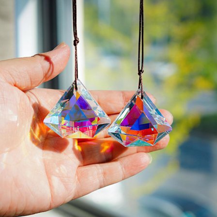 1.9" Kristalliprismat Aurinkosieppari Setti 2 kpl AB-väriset Aurinkosiepparit Sisäikkuna Prismat Aurinkosieppari, Ripustettava
