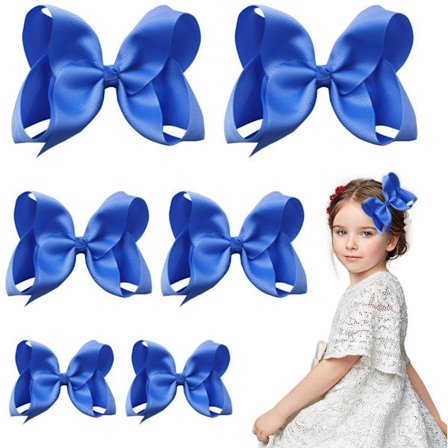 6 kpl Hiusrusettipidikkeet – Valkoisia rusetteja 3 koossa (15 cm, 10 cm, 7 cm) – Koulutarvikkeet tytöille