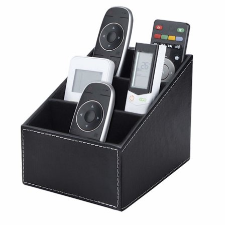 Kaukosäätimen pidike, jossa on 3 taskua, nahkainen kaukosäädin TV-ilmastointi pöytäpidike säilytyslaatikko mokkanahkavuorella, pidike