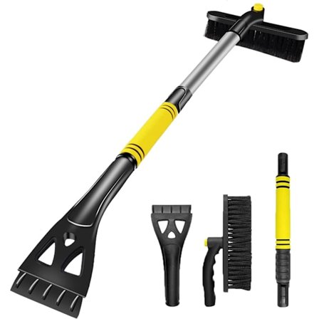 Snøskrape, isskrape for bilvindu, uttrekkbar avtakbar snøbørste for bil med 360 graders roterende hode for bil SUV lastebil