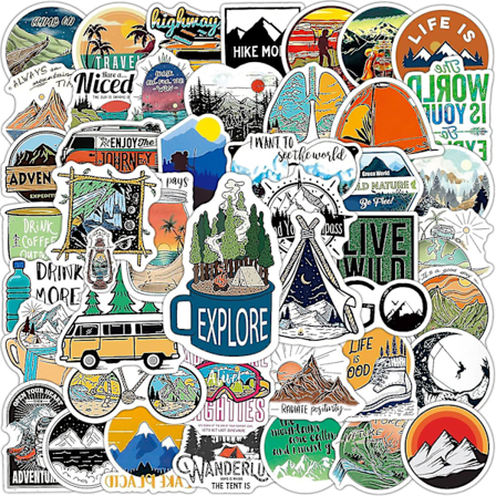 100 ark Outdoor Hiking Adventure Camping Sticker Pack, Vandtætte Vinyl Rejse Sticker Decals Til Vandflaske Laptop Bil Kofanger Bagage Telefon