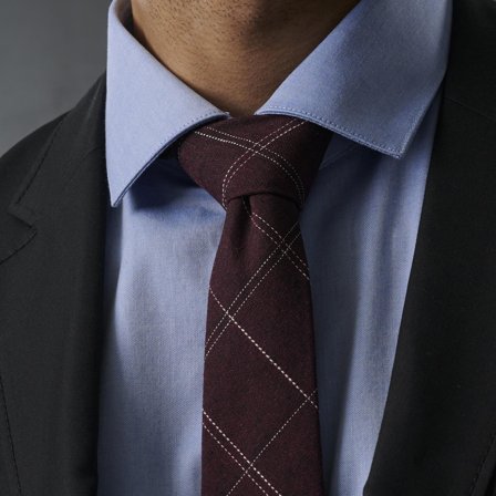 Burgundy Stitched Tie for Men - Skinny ties