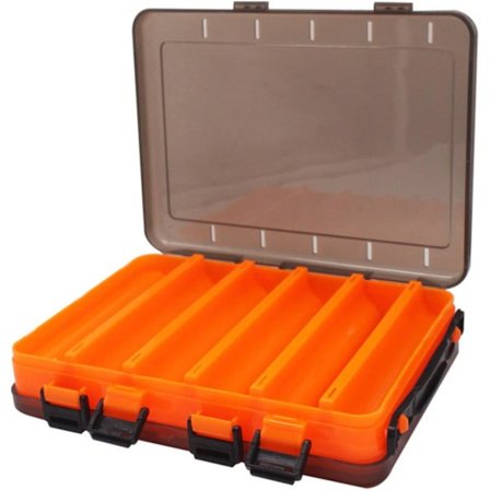 Dobbeltsidig fiskesluk krokredskapsboks fiskesluk agn blekksprut jigg minnows kroker tilbehør oppbevaringsveske beholder (oransje)