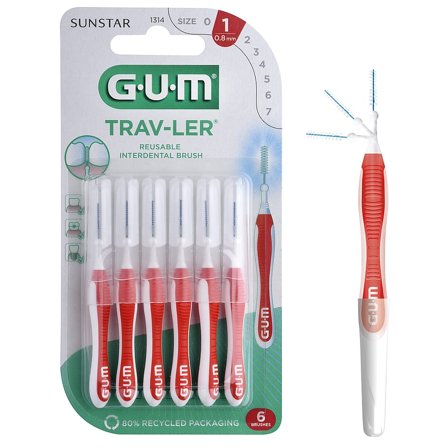 GUM TravLer Rød, 6 stk., Medicin & Pleje, Mund & Tandpleje, Tandstikker
