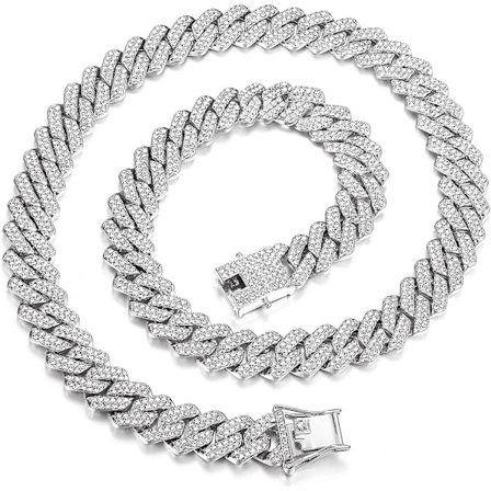 Kubanska länkkjedja 13mm Iced Out Cuban Link Halsband Guld Silver Pläterade Halsband Kedja Diamantkedja Hip Hop Smycken Present