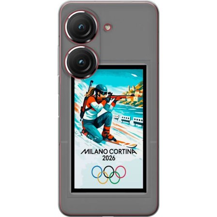 Kompatibelt Mobildeksel til Asus Zenfone 9 Retroplakat Cortina Milano 2026 med fjell, vintersportsutøvere, italienske trikolor, Milano-katedralen og o