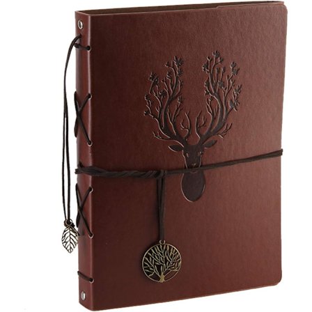 Fotoalbum Scrapbook Vintage Läderomslag 30 Sidor Premium Svart Papper Minnesbok, Julgåvor