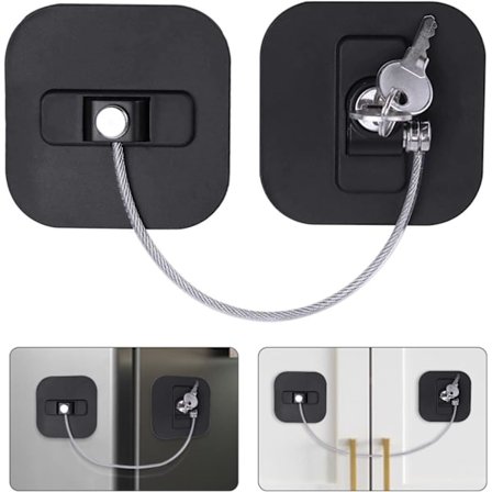 1 pakke køleskabslås selvklæbende vindueslås med nøgle kæledyrsvinduesbegrænsning ingen borekabelås til arkivskabslås