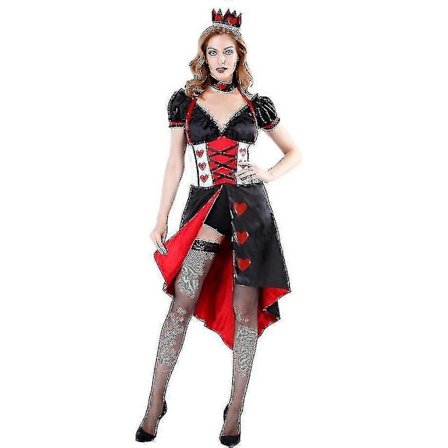 Herttakuningatar Liisa Ihmemaassa -asu Pokerikuningatar Halloween-naamiaisasut Mekko A V