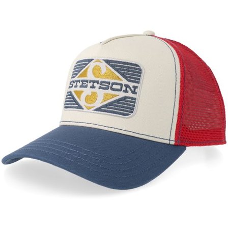 Stetson - Vit trucker Keps - Rhombus Denim/Ecru A-Frame Trucker @ Hatstore