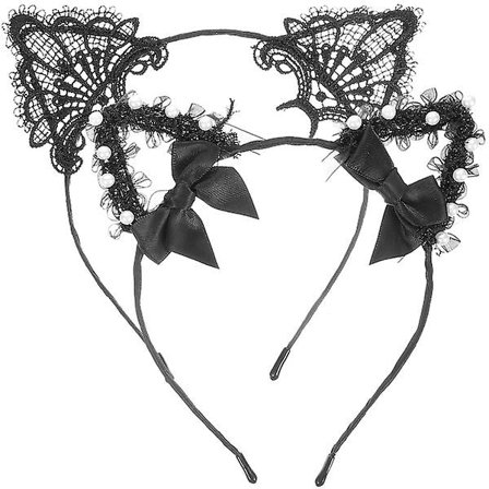 2 kpl kissan korva panta pitsi panta päähine naiset kissa puku tarvikkeet(16X16cm,kuten kuvassa)