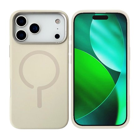 Mobilskal Silikon med Kamera Metallram för iPhone 17 Pro Max - Vit