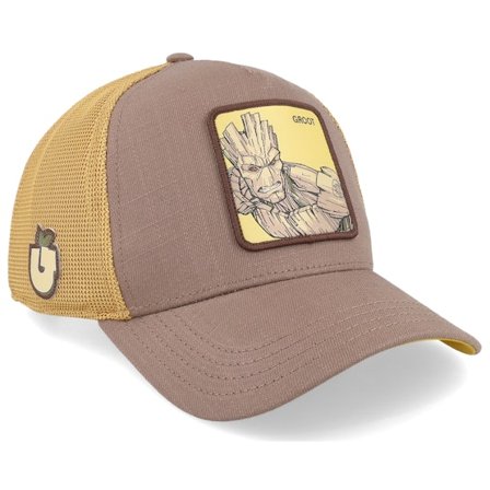 Capslab - Marrón trucker Gorra - Marvel Groot Yellow/Brown Trucker @ Hatstore