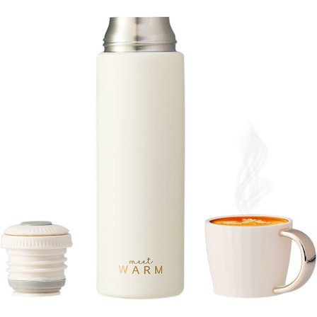 Termoflasker til varme og kolde drikke 500 ml, vakuumisolerede termiske kaffeflasker, lækagesikker vandflaske (hvid)