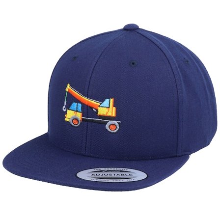 Kiddo Cap - Blå snapback Keps - Kids Crane Vehicle Navy Snapback @ Hatstore