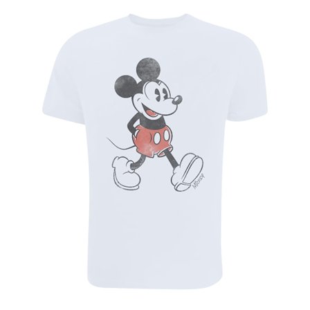 Disney Herr Walking Mickey Mouse Bomull T-shirt M Vit
