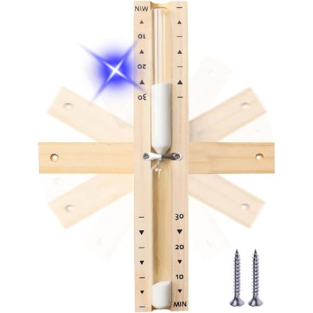 Sauna Timeglas Sand Timer 30 Minutter, Træ Sandur 30 Min, Roterende Hvidt Sandur Varmebestandigt Træ Timeglas Sandglas til Sauna & SPA Rum