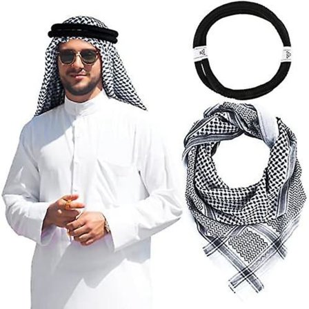 Arabisk Keffiyeh til mænd - Turban, Muslimsk tørklæde, Palæstina, Saudi-Arabisk Agal, Sheikh-hat, Kostume til mænd