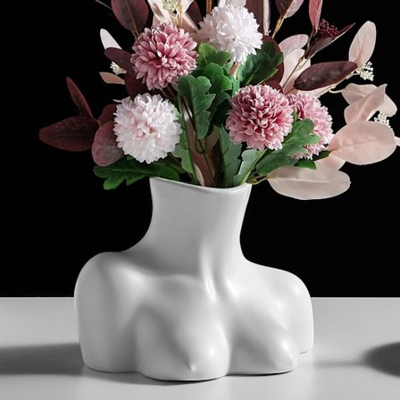 Blomstervase, Kroppsstil Blomstervase, Svart Blank Keramisk Vase, ZQKLA