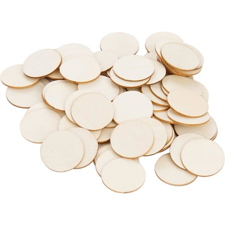 100 Stykker Runde Naturlige Træskiver, 32 mm Ubehandlede Træstammeskiver Runde til DIY Håndværk Bryllupsdekorationer Håndværksmaling Scrapbooking
